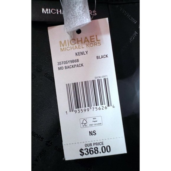 Michael Kors Kenly Medium Black MK Signature Backpack, Travel BAG